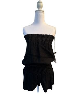 Young Fabulous & Broke Black Strapless Smocked Romper